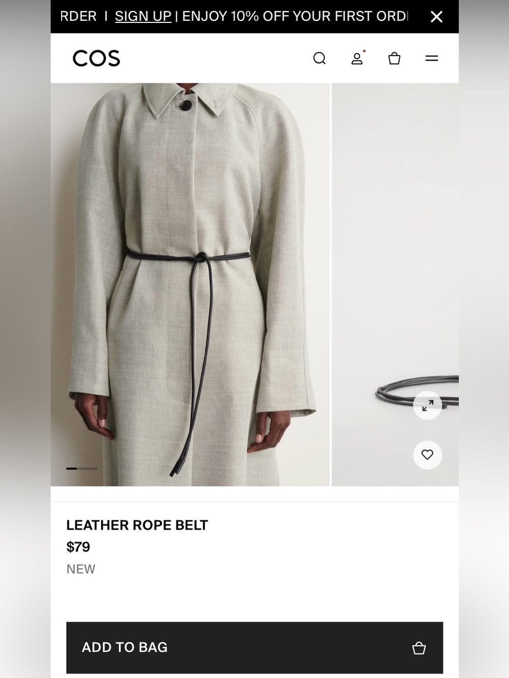 COS Black Leather Rope Belt